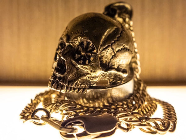 Treasure Circle Skull Pendant (Gold Plated) + Chain