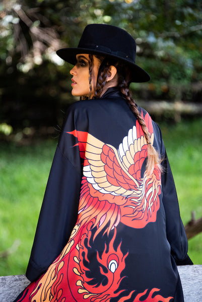 Japanese Rising Phoenix Kimono - Limited Edition (Black)