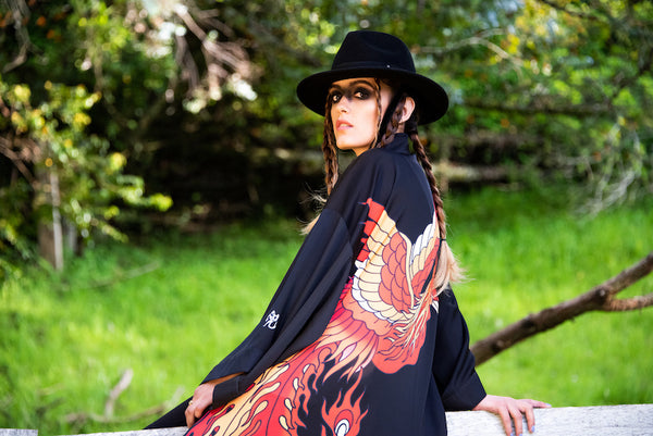 Japanese Rising Phoenix Kimono - Limited Edition (Black)